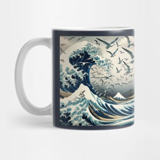 Kanagawa Wave Traditional Japanese Art - National Bird Day Mug